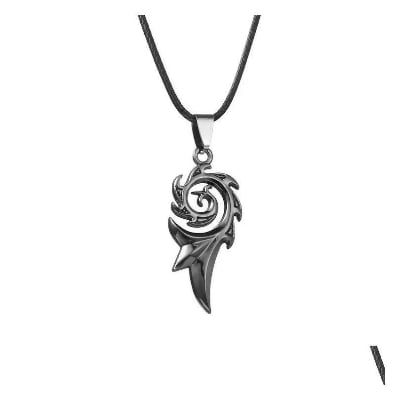 Picture of Black Rope Chain Stainless Steel Men Flame Dragon Pendant Necklace For Men - Black