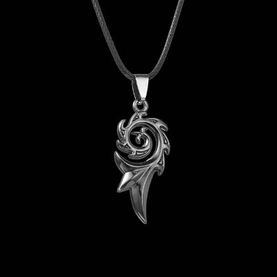 Picture of Black Rope Chain Stainless Steel Men Flame Dragon Pendant Necklace For Men - Black