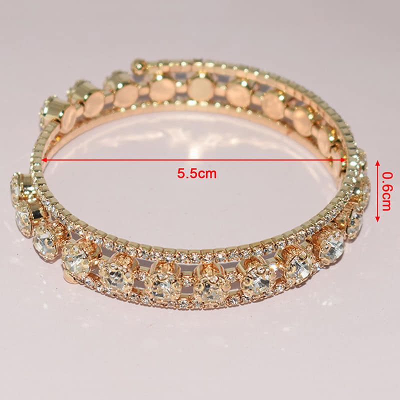 Picture of Fashion Crystal Bracelet For Women Wedding Bracelet Hand Jewelry Rhinestones Bracelet For Women Bridal Jewelry Gift - Gold