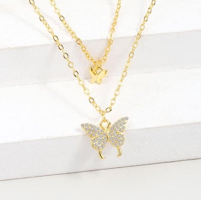 Picture of Double-Layer butterfly necklace jewellery for woman - Gold