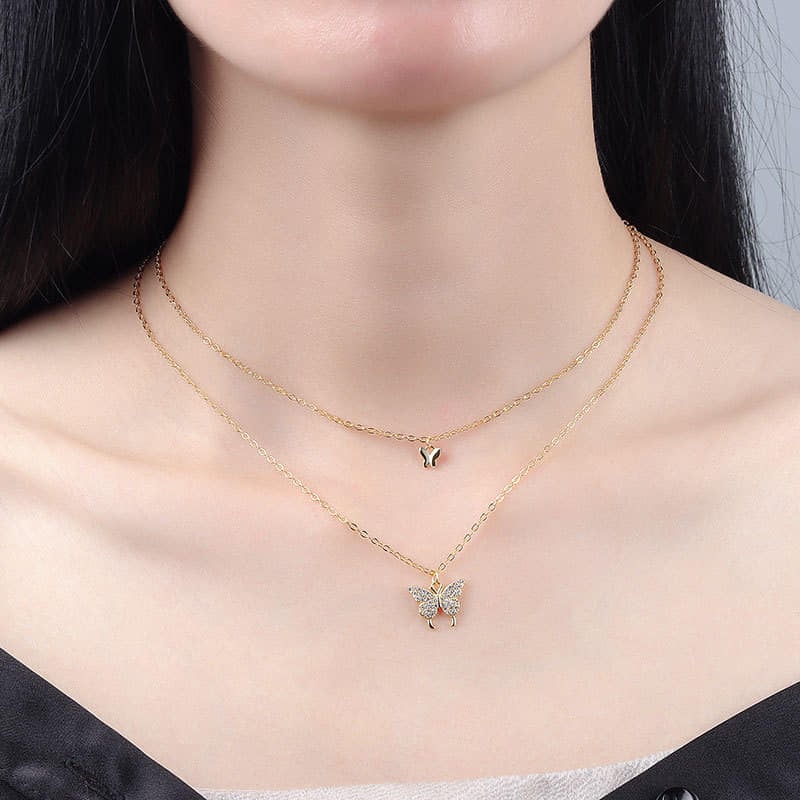 Picture of Double-Layer butterfly necklace jewellery for woman - Gold