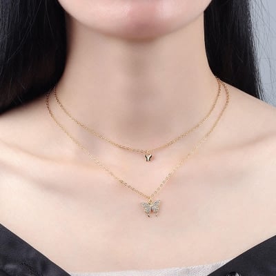 Picture of Double-Layer butterfly necklace jewellery for woman - Gold
