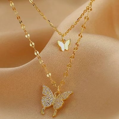 Picture of Double-Layer butterfly necklace jewellery for woman - Gold