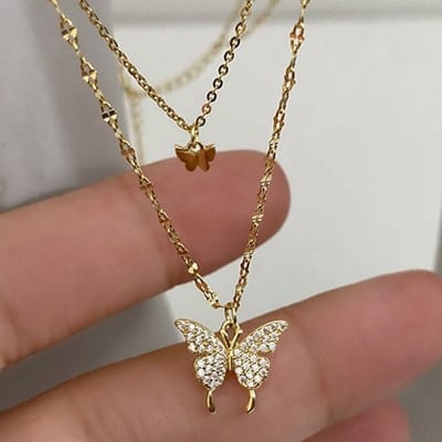 Picture of Double-Layer butterfly necklace jewellery for woman - Gold
