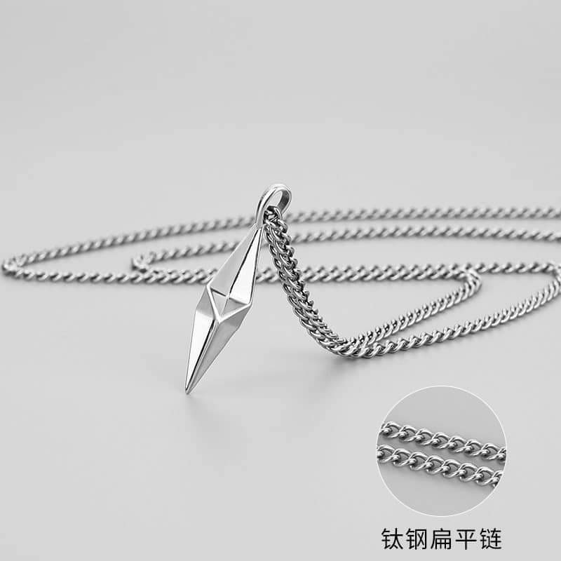 Picture of Titanium Steel Necklace Men's Trendy Light Luxury Original Geometric Diamond Pendant ins Cool Style Simple Jewelry Female Chain - Silver