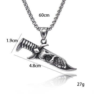 Picture of Men Stainless Steel Twisted Stick Pendant Necklace Chain For Men - Silver