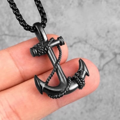 Picture of Man Necklaces Chain Pendants Unique Fashion Jewelry Gift For Men - Black