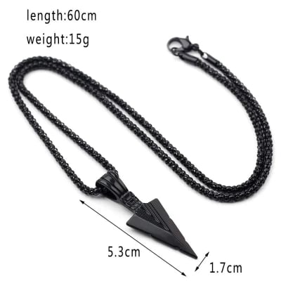 Picture of Arrow Necklace Stainless Steel Trendy Fashion Arrow Design Chain for Men - Black