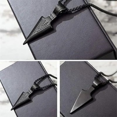 Picture of Arrow Necklace Stainless Steel Trendy Fashion Arrow Design Chain for Men - Black
