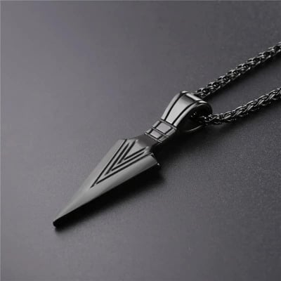 Picture of Arrow Necklace Stainless Steel Trendy Fashion Arrow Design Chain for Men - Black