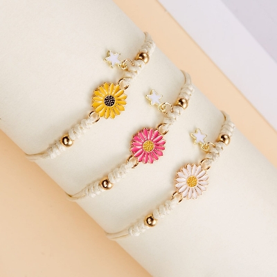 Picture of Korean Cute Sunflower Bracelets for Women Girls Woven - Bracelet For Women