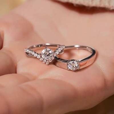 Picture of Adjustable Zircon Diamond Ring a Pair of Men's and Women's Ring - Adjustable