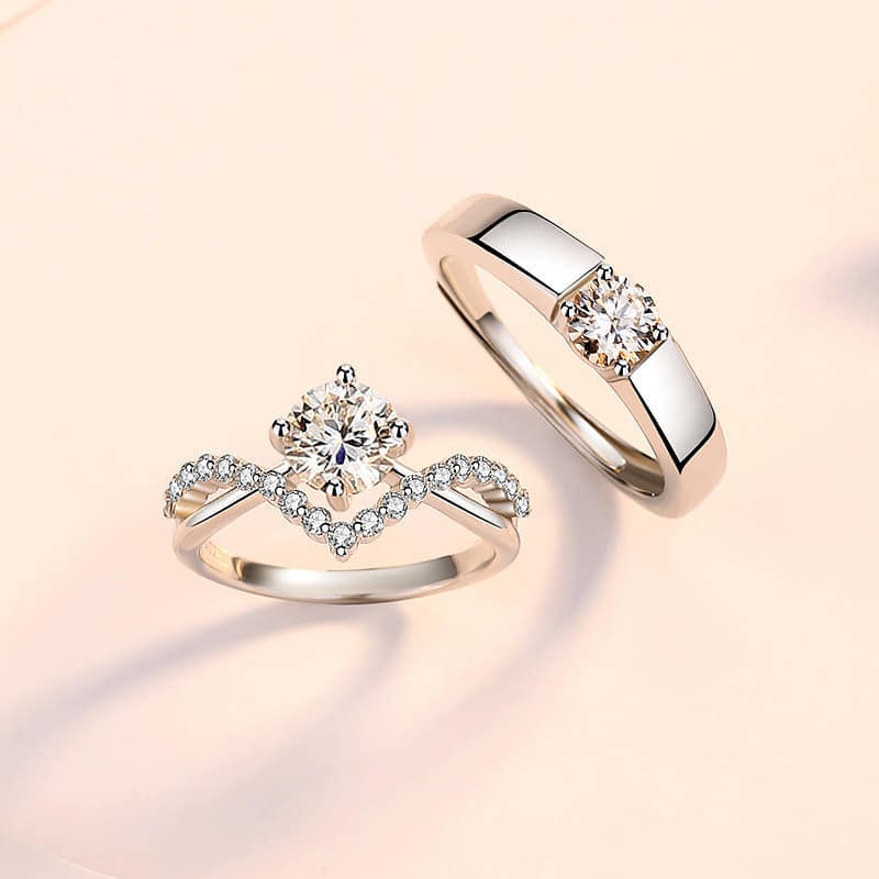 Picture of Adjustable Zircon Diamond Ring a Pair of Men's and Women's Ring - Adjustable