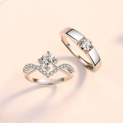 Picture of Adjustable Zircon Diamond Ring a Pair of Men's and Women's Ring - Adjustable