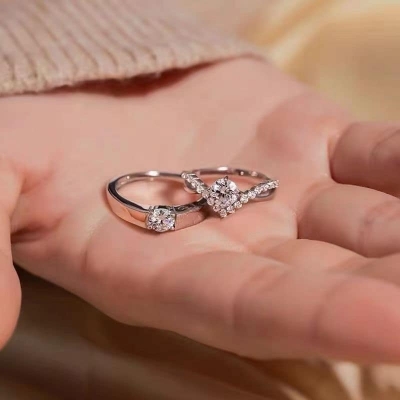 Picture of Adjustable Zircon Diamond Ring a Pair of Men's and Women's Ring - Adjustable
