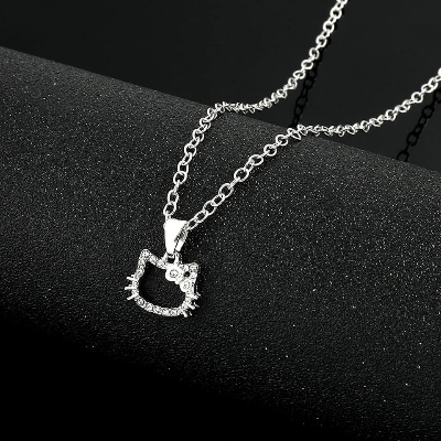 Picture of Japan Korea Elegant Hello Kitty For Women Girls Sweet Colorful Metal Chain Hello Kitty Aesthetic Jewelry -for Women-for Girls - Silver