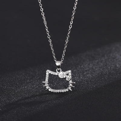 Picture of Japan Korea Elegant Hello Kitty For Women Girls Sweet Colorful Metal Chain Hello Kitty Aesthetic Jewelry -for Women-for Girls - Silver