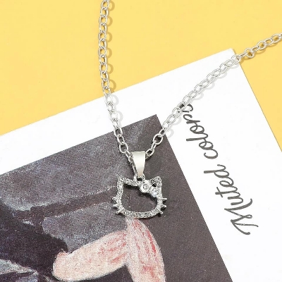 Picture of Japan Korea Elegant Hello Kitty For Women Girls Sweet Colorful Metal Chain Hello Kitty Aesthetic Jewelry -for Women-for Girls - Silver