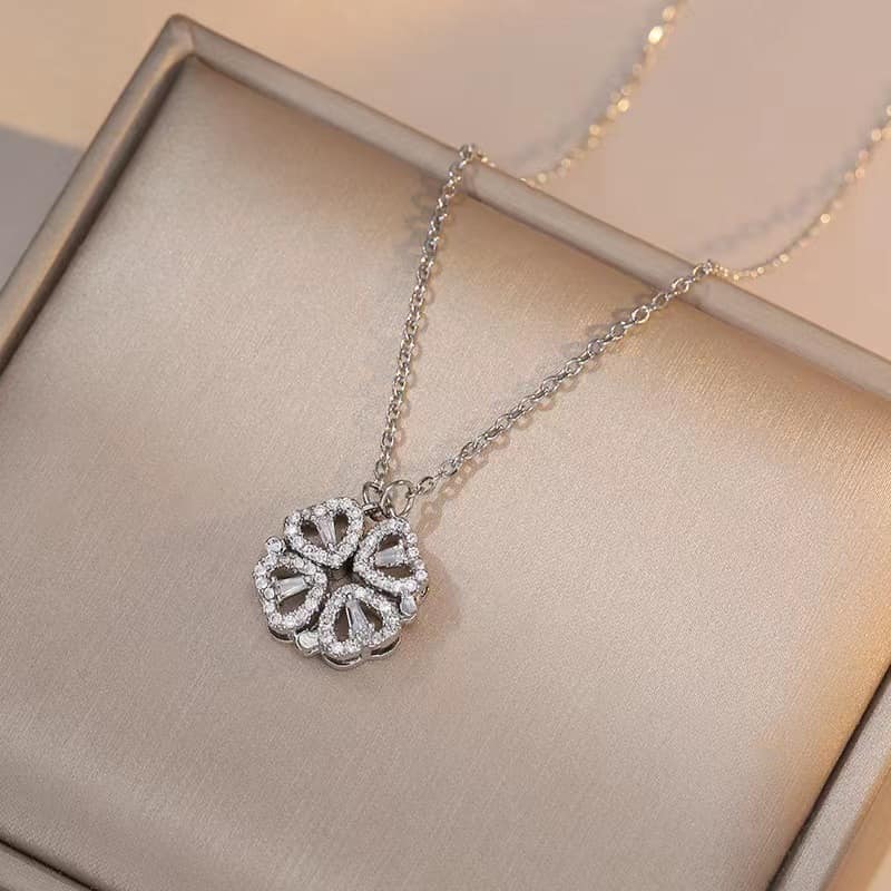 Picture of Magnetic Love Pendant Sweater Chain Long Multi-Layer Necklaces For Women Fashion - Silver