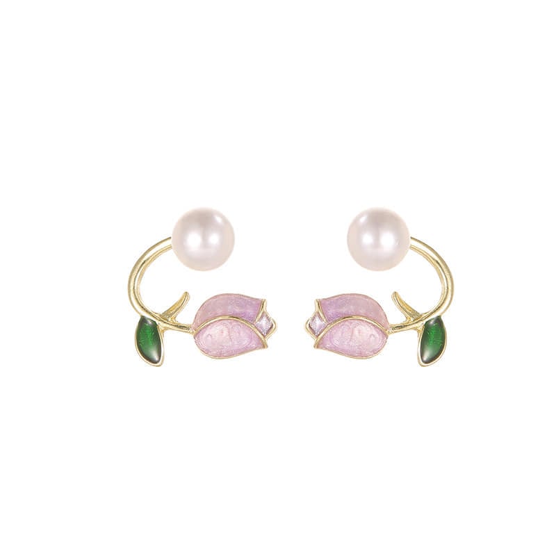 Picture of Zircon Korean Wear Ear Studs For DailyUse Party Earrings for Women - Pink
