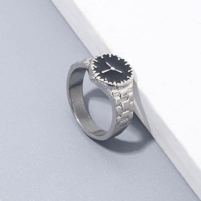 Picture of Korean Ins Simple Watch Shape Design Opening Rings Girl Accerssories Gift - Silver