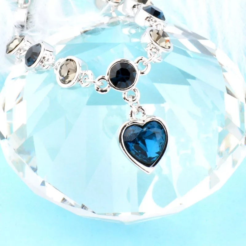 Picture of New Blue Stone Crystal Love Bracelet Set For Women - Bracelet For Women - Bracelet For Women - Bracelet For Women - Blue