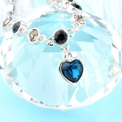 Picture of New Blue Stone Crystal Love Bracelet Set For Women - Bracelet For Women - Bracelet For Women - Bracelet For Women - Blue