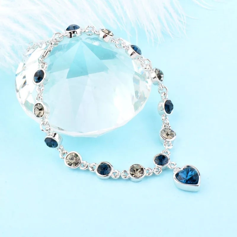 Picture of New Blue Stone Crystal Love Bracelet Set For Women - Bracelet For Women - Bracelet For Women - Bracelet For Women - Blue