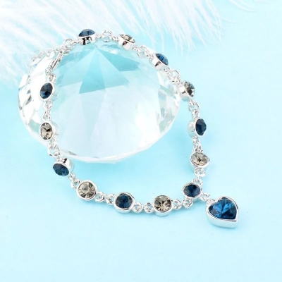 Picture of New Blue Stone Crystal Love Bracelet Set For Women - Bracelet For Women - Bracelet For Women - Bracelet For Women - Blue