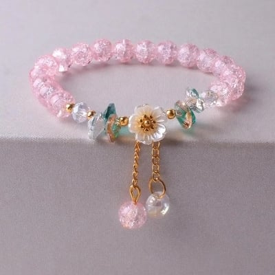 Picture of Shimmering Floral Beaded Bracelet for Girls - Pink
