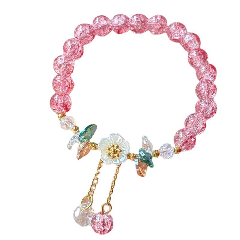 Picture of Shimmering Floral Beaded Bracelet for Girls - Pink