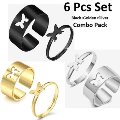 Picture of Butterfly Rings Adjustable Couple RingFor Women Men Best Couple Ring Set 6 pcs - Not Specified