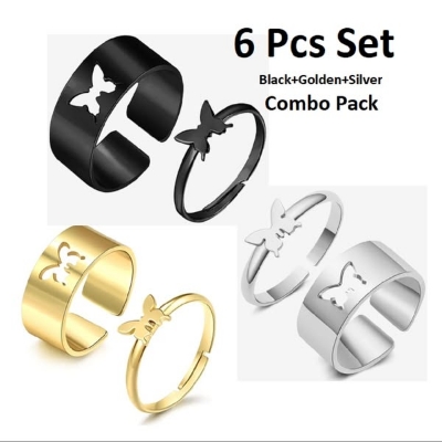 Picture of Butterfly Rings Adjustable Couple RingFor Women Men Best Couple Ring Set 6 pcs - Not Specified