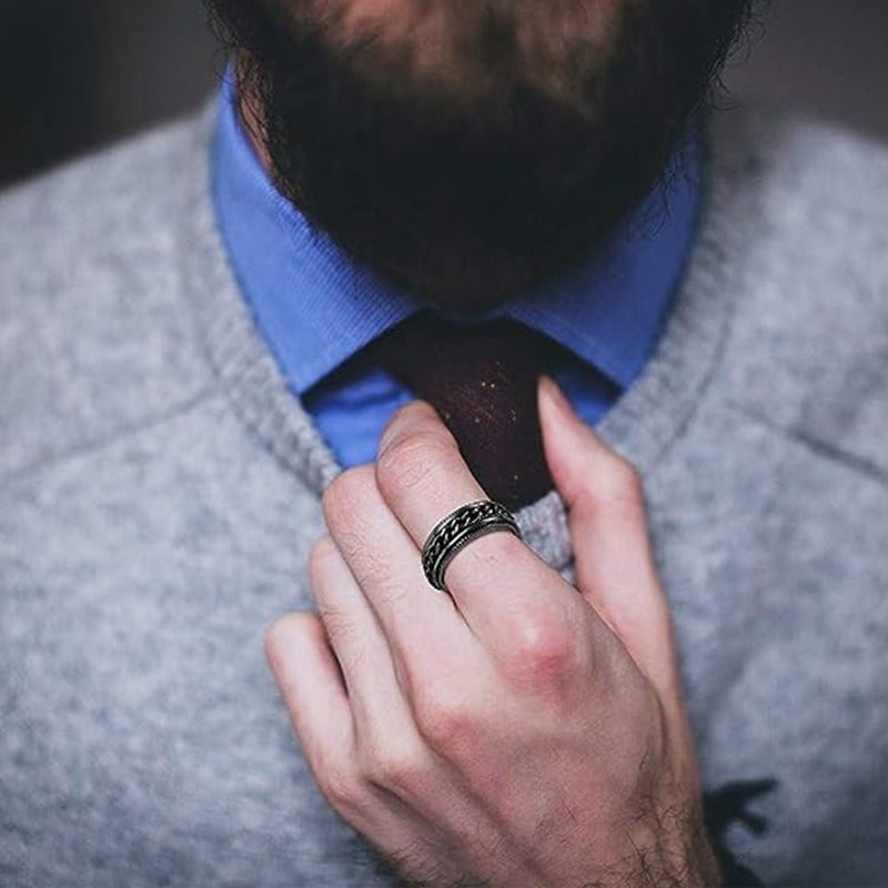 Picture of Infernal Steel Chain Masterpiece Finger Ring for Men - Black