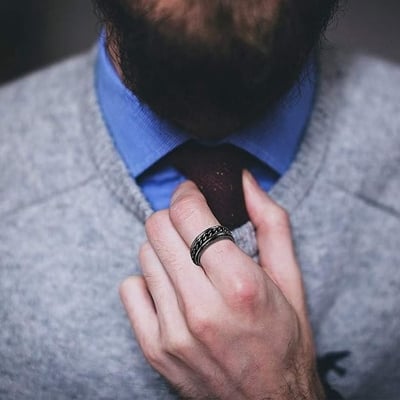 Picture of Infernal Steel Chain Masterpiece Finger Ring for Men - Black