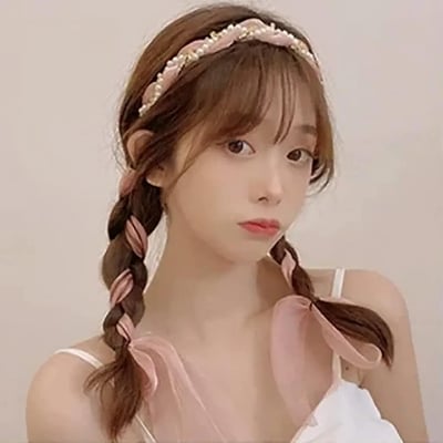 Picture of Korean Style Elegant Pearl Floral Hairband for Women and Girls – Pink - Pink