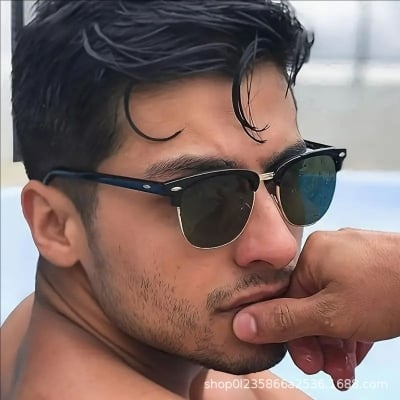 Picture of hot Square Frame Sunglasses for Men Original Driving Driver Exclusive Vintage Casual Sunscreen Glasses Shades for Male 2025 - Black