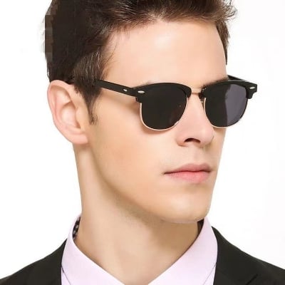 Picture of hot Square Frame Sunglasses for Men Original Driving Driver Exclusive Vintage Casual Sunscreen Glasses Shades for Male 2025 - Black