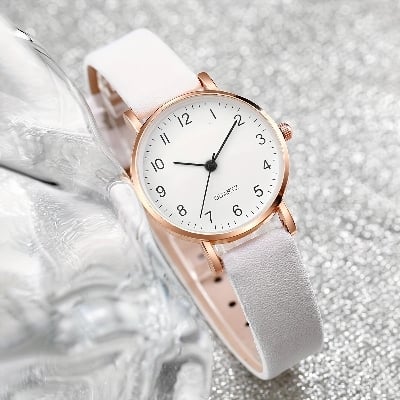 Picture of Stylish & Fashionable Elegant Mirror Quartz Ladies Watch - White