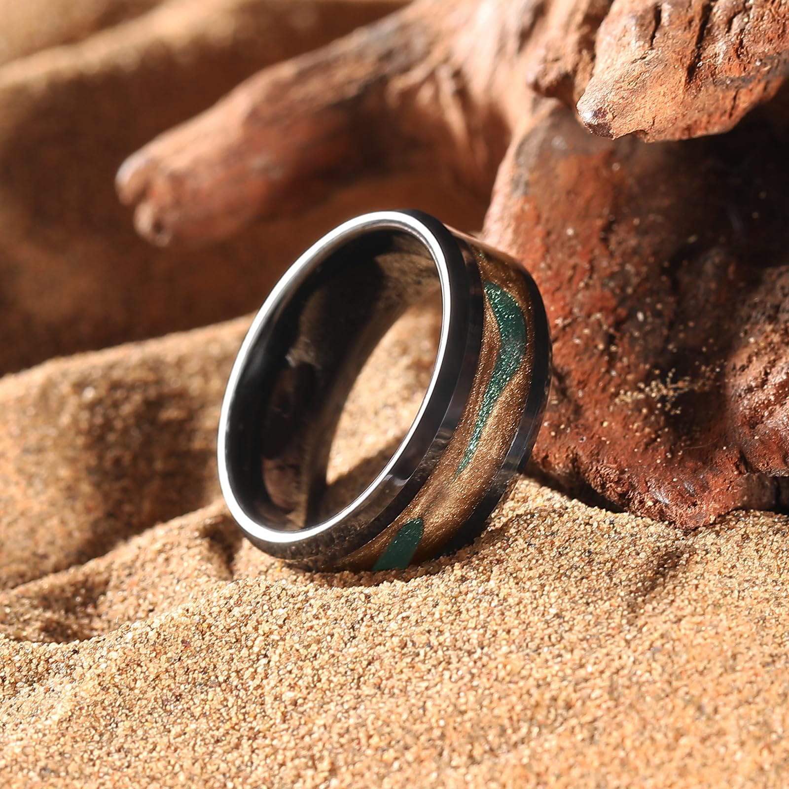 Picture of steel Finger Ring for Men - Black - Multicolor