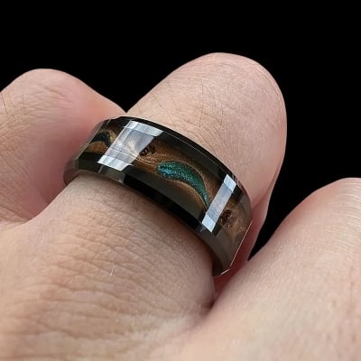 Picture of steel Finger Ring for Men - Black - Multicolor