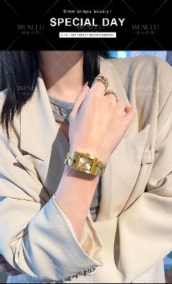 Picture of Water Diamond Bracelet Watch Unisex Stainless Steel Wristwatch for Men And Women