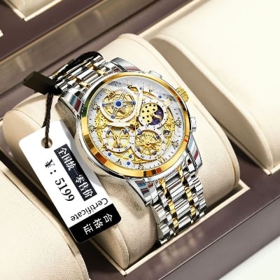 Picture of Poedagar Men’s Dress Watch with Green Dial and Crystal Hour Dots