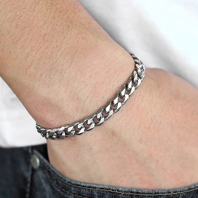 Picture of Silver Unique Bracelet for Men - Silver