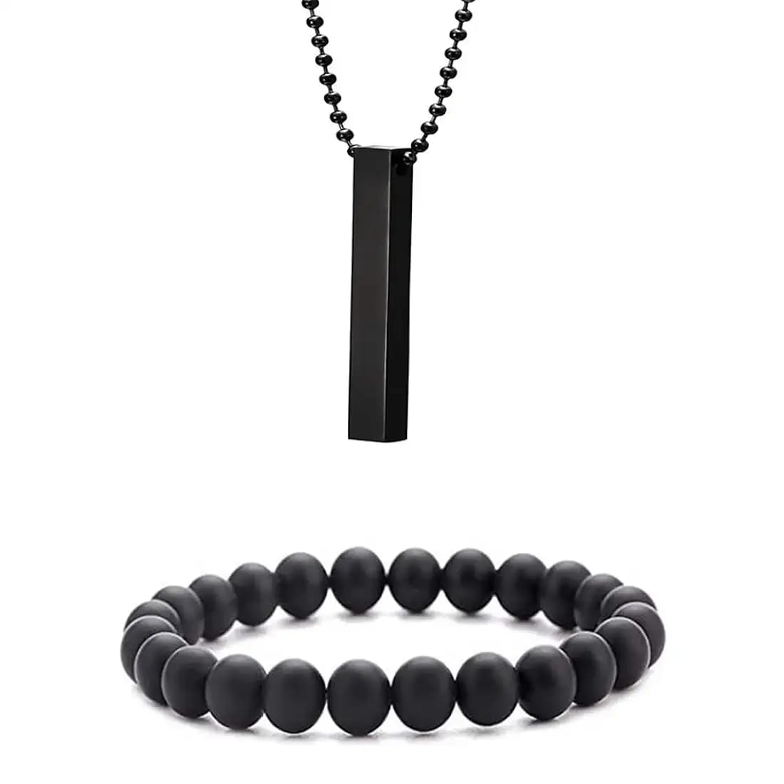Picture of Bar Pendant Necklace Chain for Men Pendant Necklace Classic Stainless Steel Cuban Chain Necklace For Men Jewelry Gift