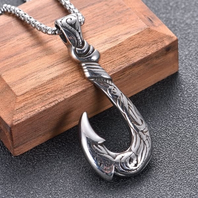 Picture of Slack Color Metal Chain for Men Fish Hook Chain For Men - Silver