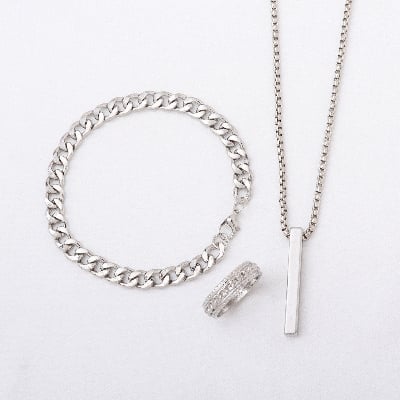 Picture of Stylish Bar Pendant Set, Necklaces Finger Ring Set for Men 3pcs Set