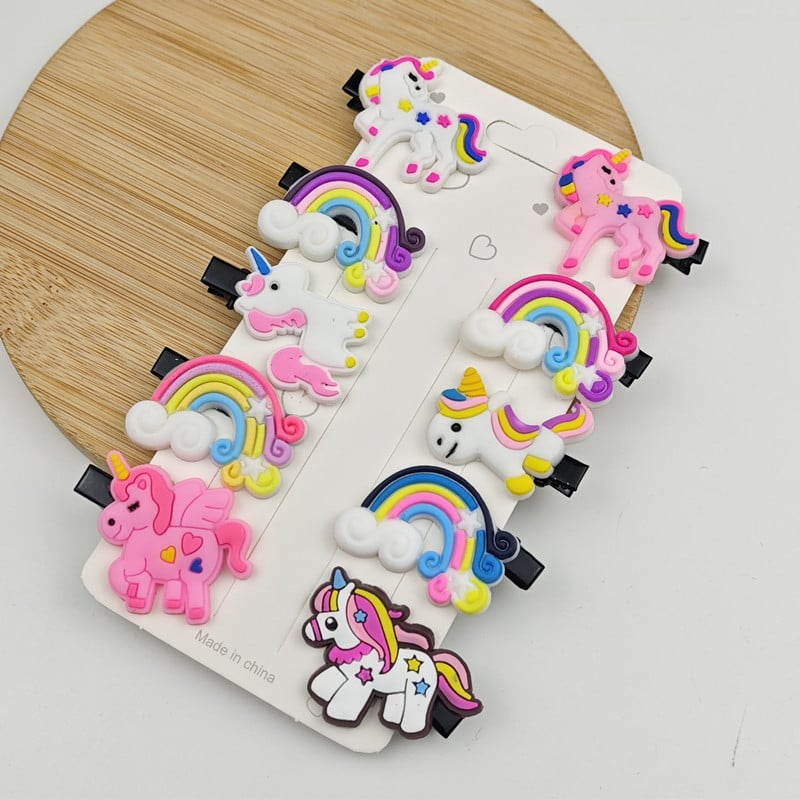 Picture of 10pcs Children Girl Senario Family Cute Hair Clip -Kuromi,Melody,Cinnamoroll,Lotso Bear, Stella - Multicolor