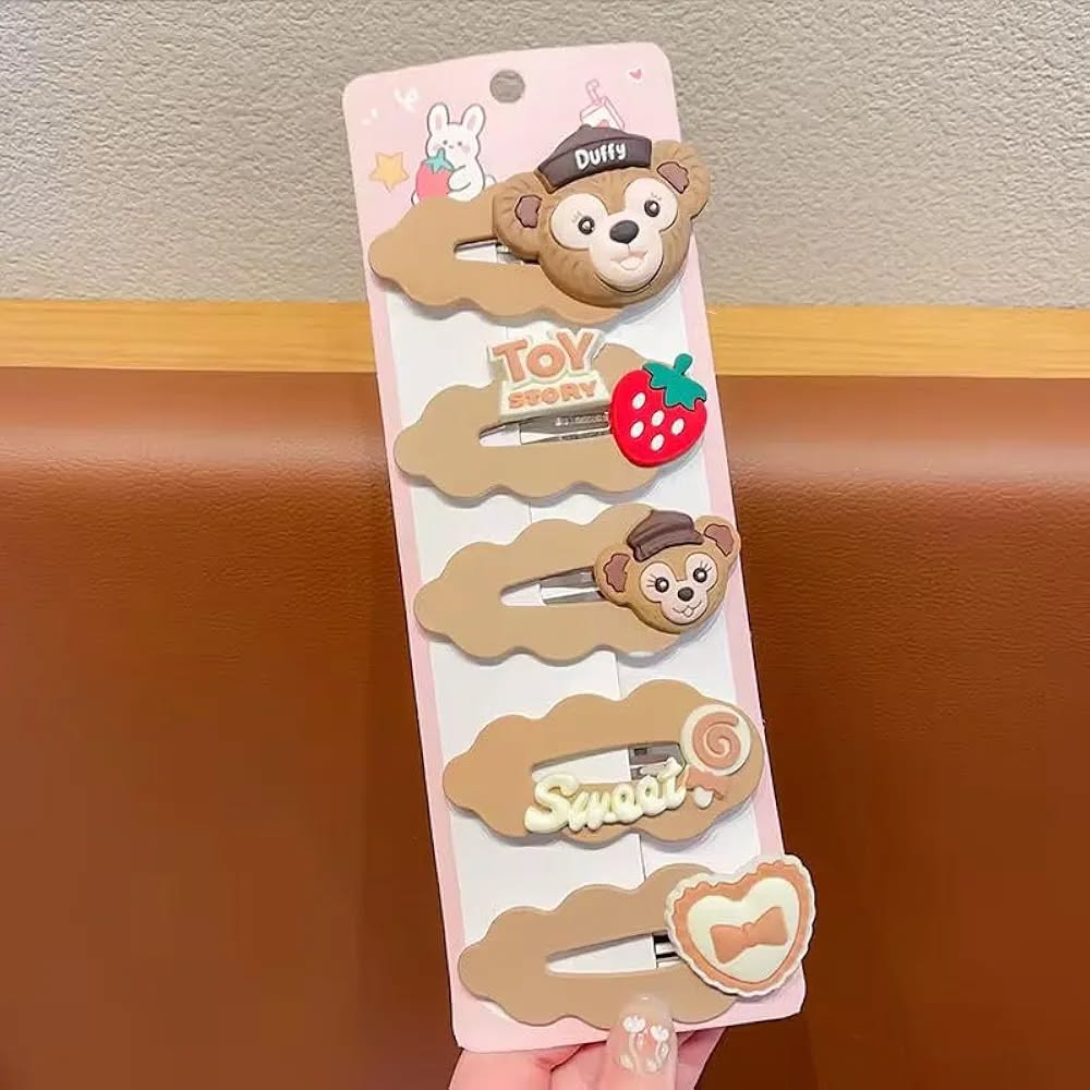 Picture of 5pcs Children Girl Senario Family Cute Hair Clip -Kuromi,Melody,Cinnamoroll,Lotso Bear, Stella
