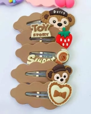 Picture of 5pcs Children Girl Senario Family Cute Hair Clip -Kuromi,Melody,Cinnamoroll,Lotso Bear, Stella